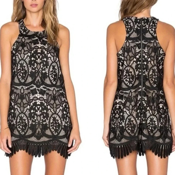Lovers + Friends Revolve Caspian Dress Black Floral Overlay Crochet Lace Size S - Picture 13 of 13